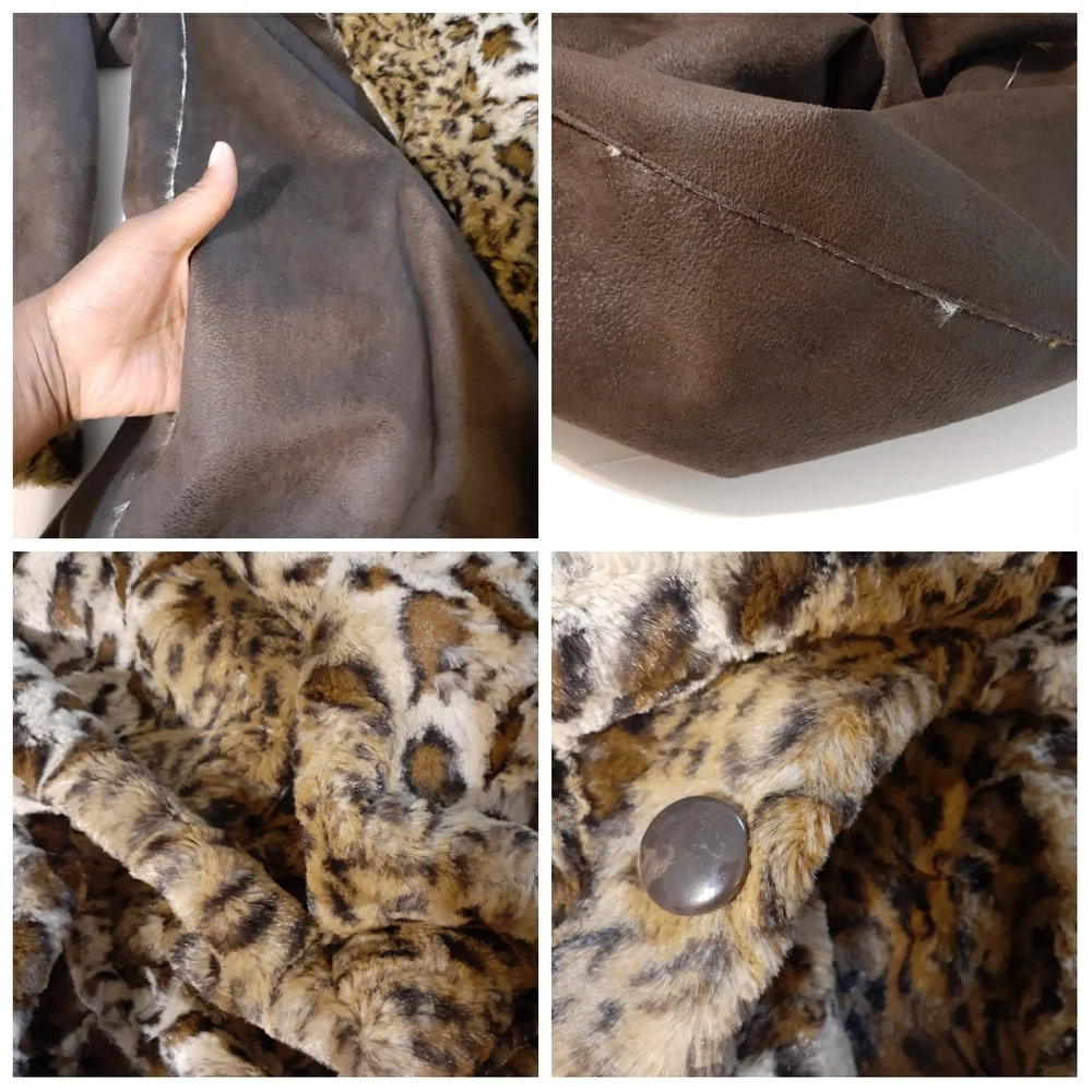 💎NEW Adrienne Landau Brown/Leopard Faux Fur Coat - Picture 6 of 11
